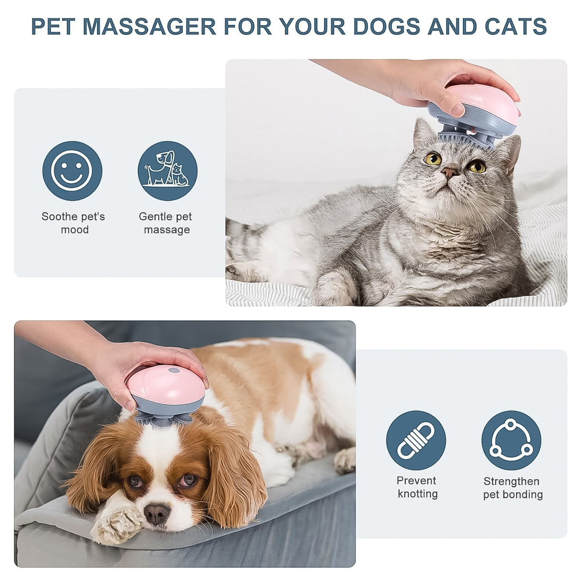 Gentle Pet Massager for Dogs & Cats